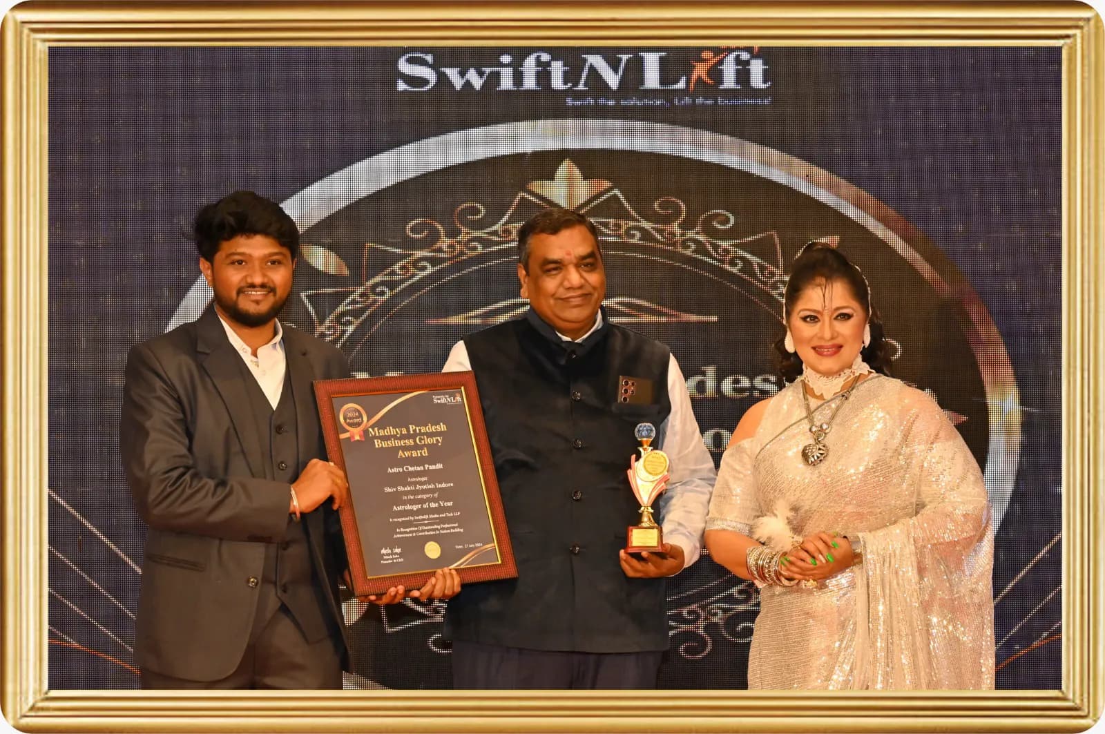 Receiving the Madhya Pradesh Business Glory Award 2024, Astrologer of the Year